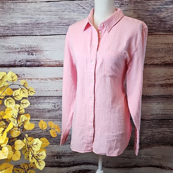 J. Crew Tops - NWT J. CREW GARCON CLASSIC DOUBLE GAUZE LONG SLEEVE BUTTON-UP PINK SHIRT